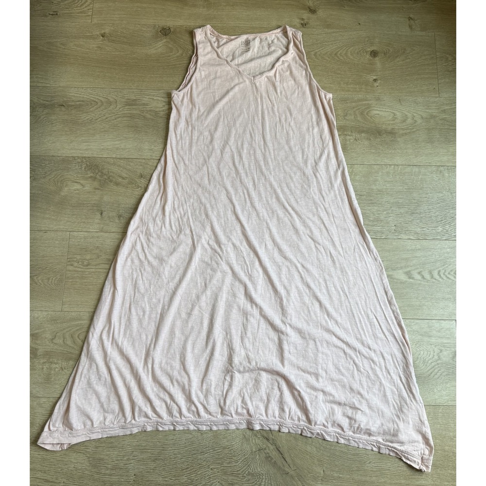 EUC Eileen Fisher sleepwear Garnet Hill nightgown hemstitched v-neck pink sz XS - Picture 2 of 10